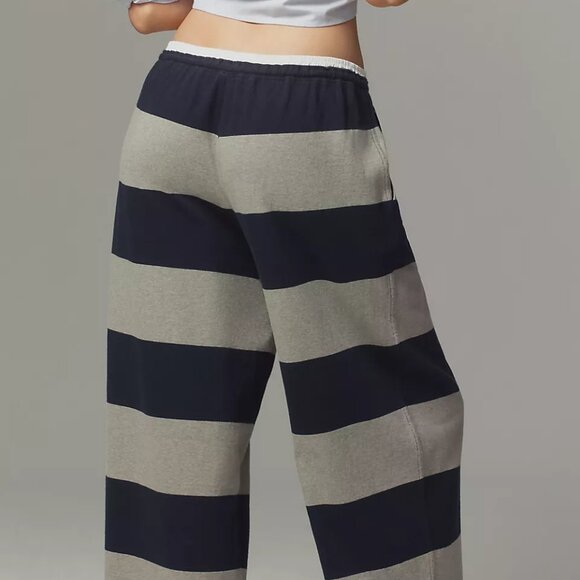 NWT DAILY PRACTICE by ANTHROPOLOGIE Women's Rugby Pants in Navy/Marin Stripe L - Picture 3 of 6